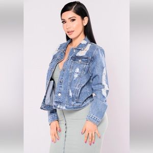 Fashion Nova Super Distressed Denim Jacket